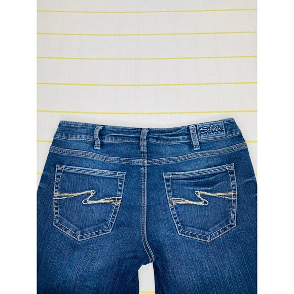 Silver Jeans Aiko Mid Rise Bootcut Jeans Distressed Women 31 Stretch 35" Inseam - Picture 5 of 9